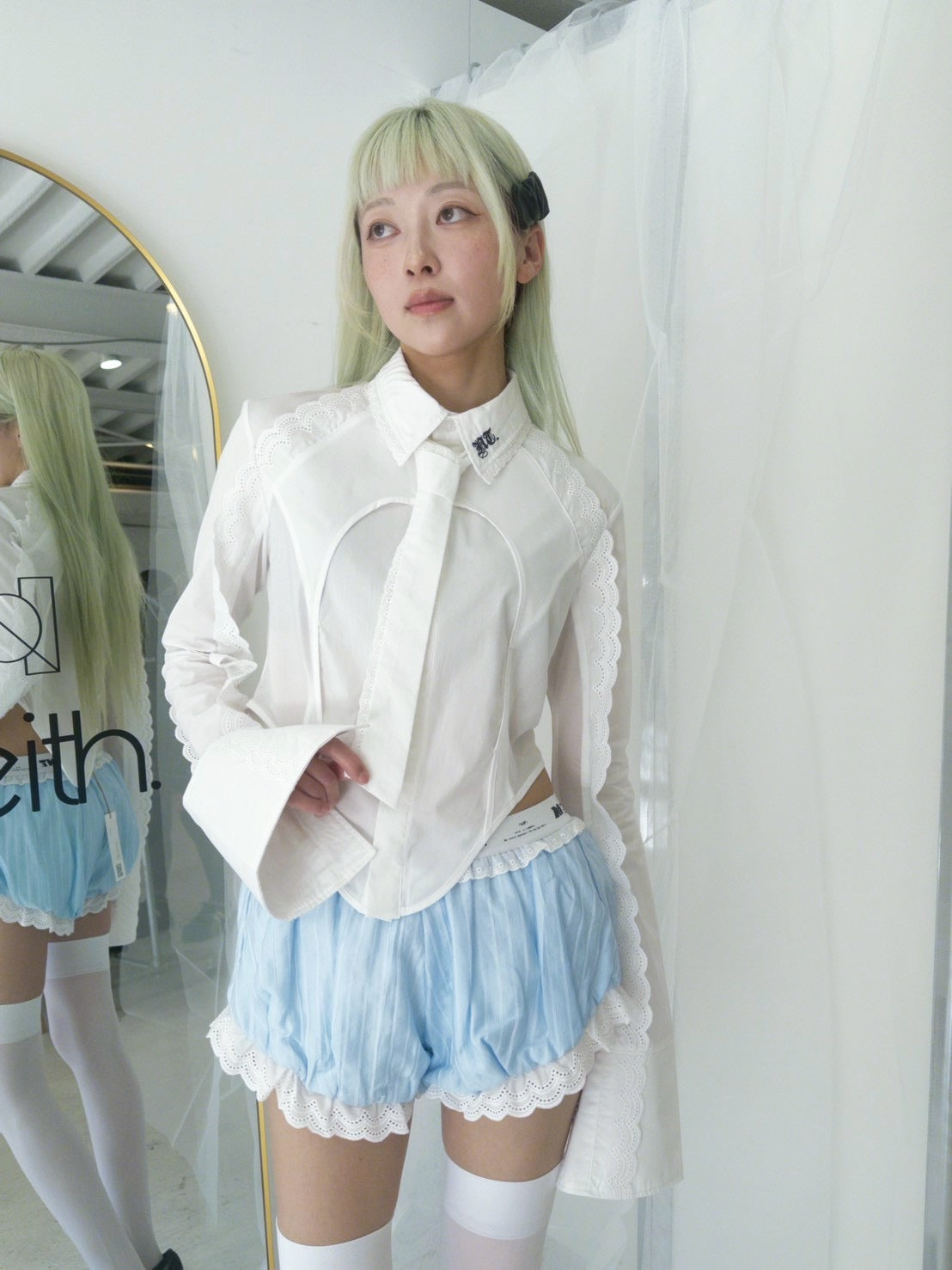 Handkerchief Tied Shirt (White)