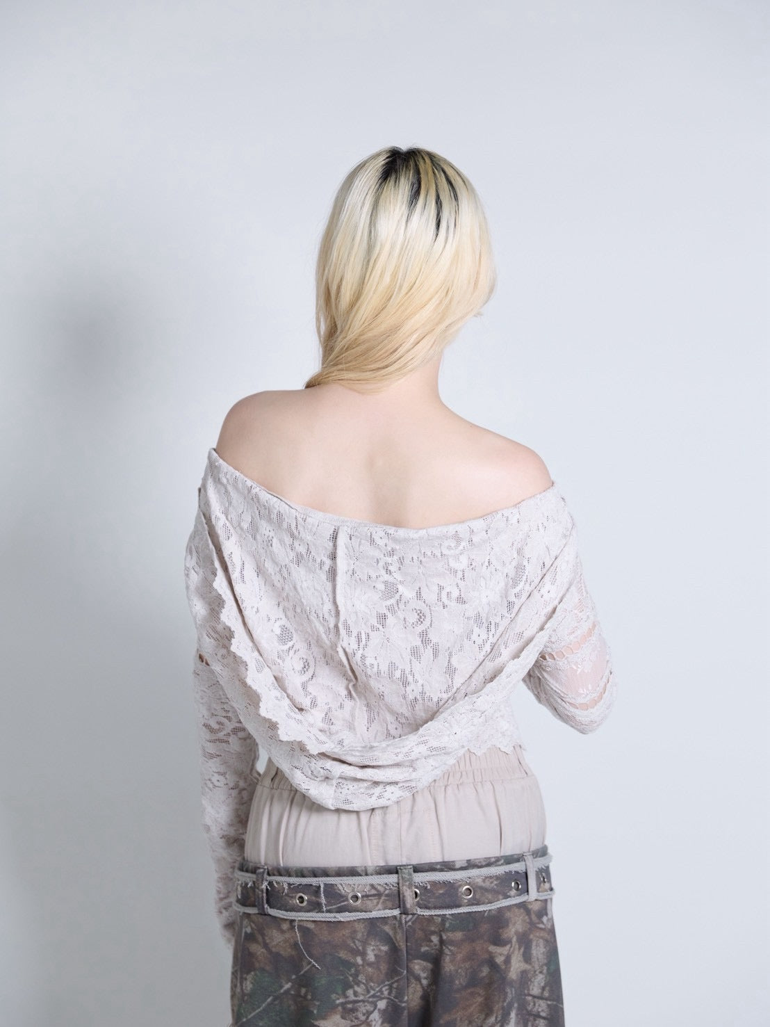 Flocky Lace Veil Top(Ivory)