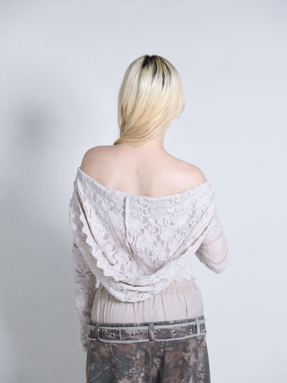 Flocky Lace Veil Top(Ivory)