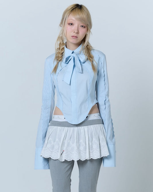 Handkerchief Tied Shirt (Blue)