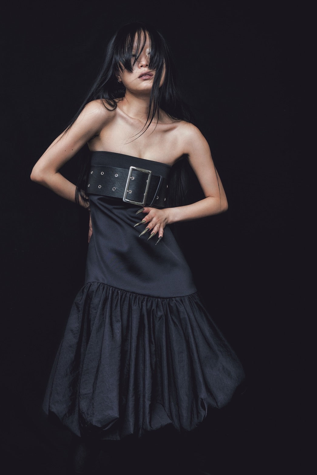 Leather Balloon Dresskirt(Black)