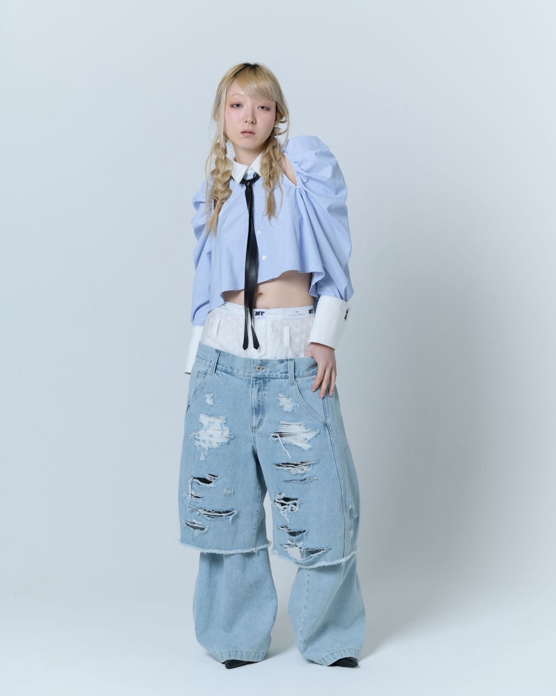 Destroyed Denim and Leg cover (Blue)