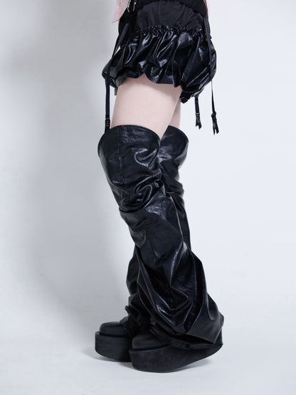 Curve Leather Leg Cover(Black)