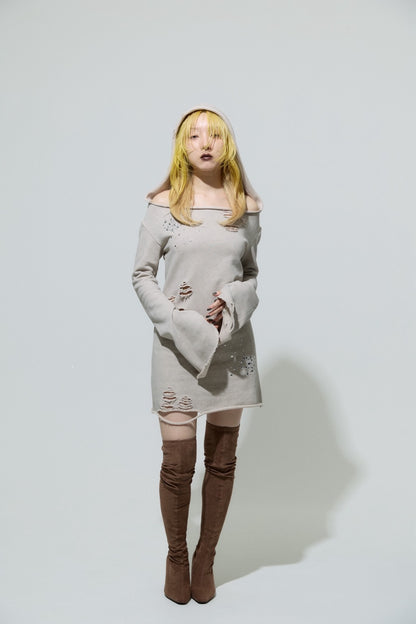Love Veil Sweat Dress (Beige)