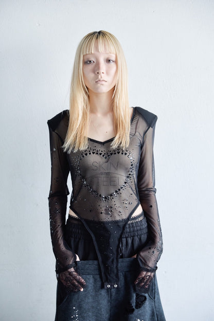 Metallic Sparkle Skin Top(Black)