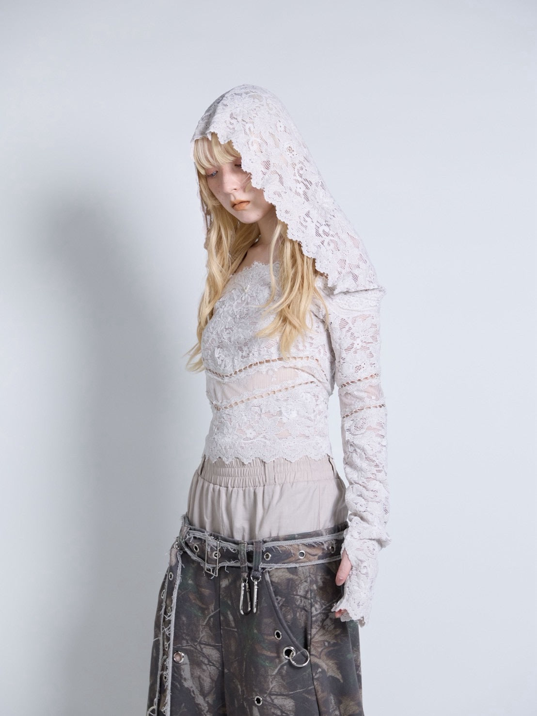 Flocky Lace Veil Top(Ivory)