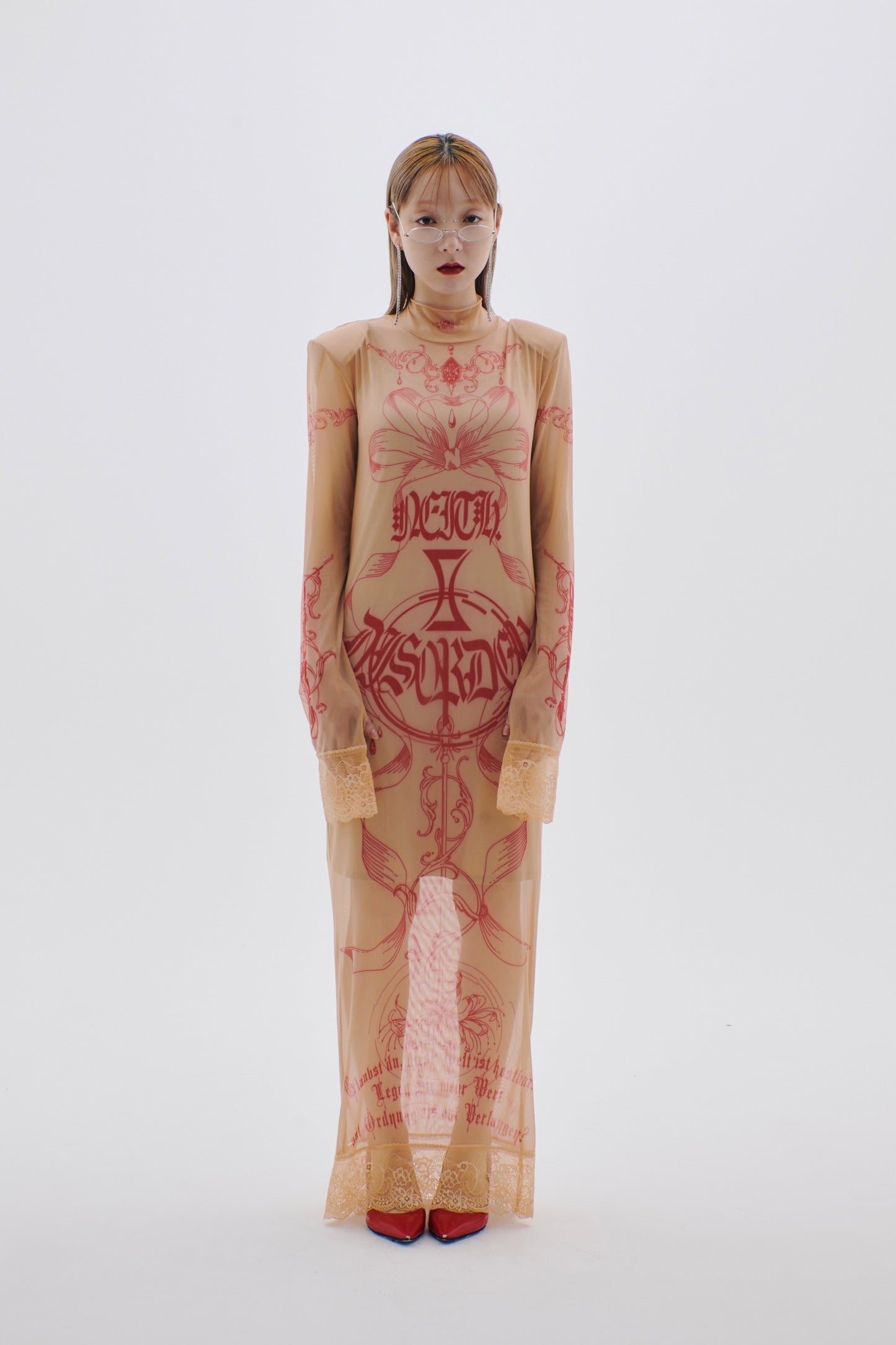 Armed Second Skin Dress #2(Beige×Red)