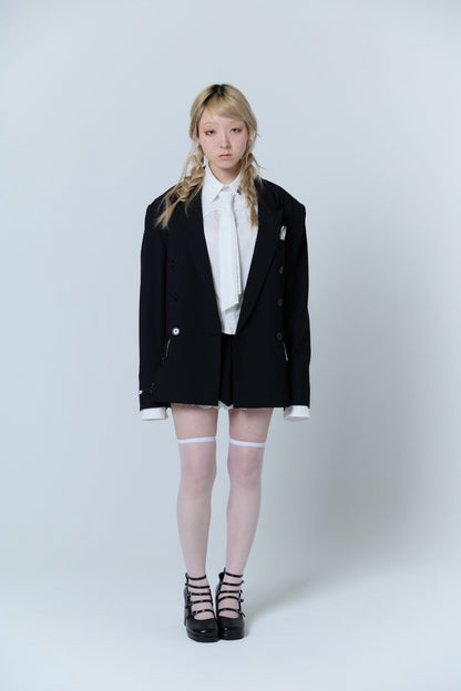 Destroyed Pocket Chief Jacket (Black）