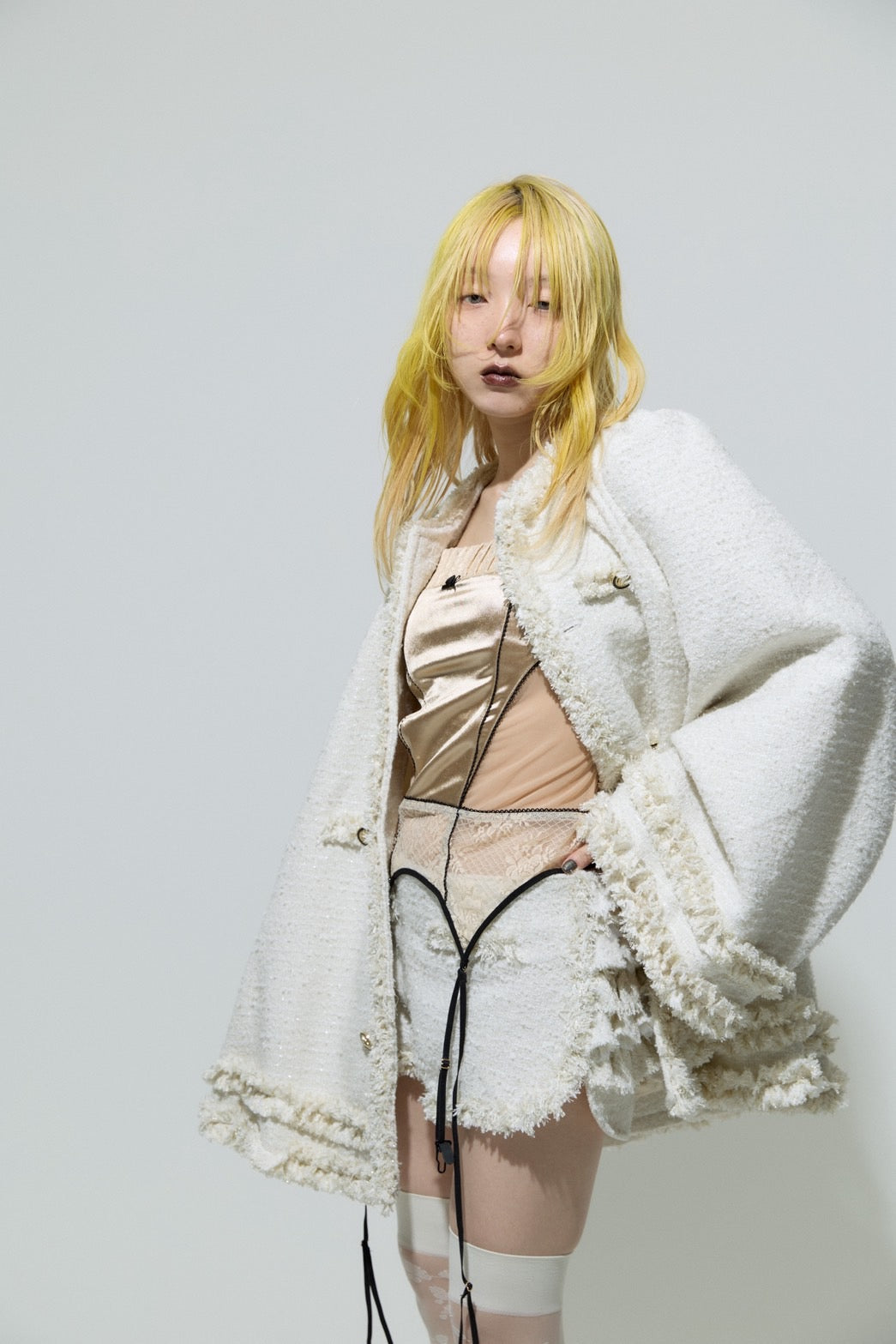 Tweed Frill Running Pants(Ivory)