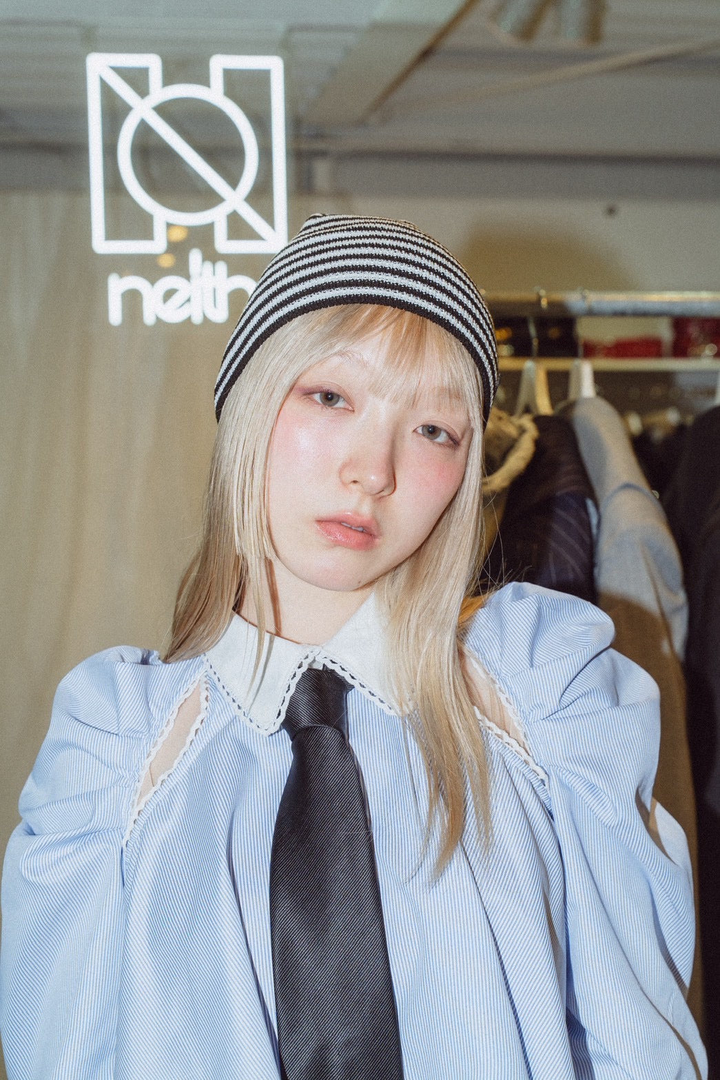 【Last1】 Border Beanie(Black)