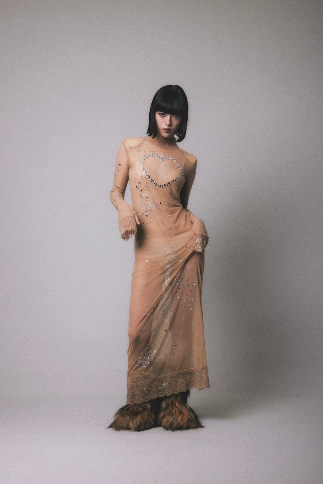 Metallic Sparkle Skin Dress(Beige)