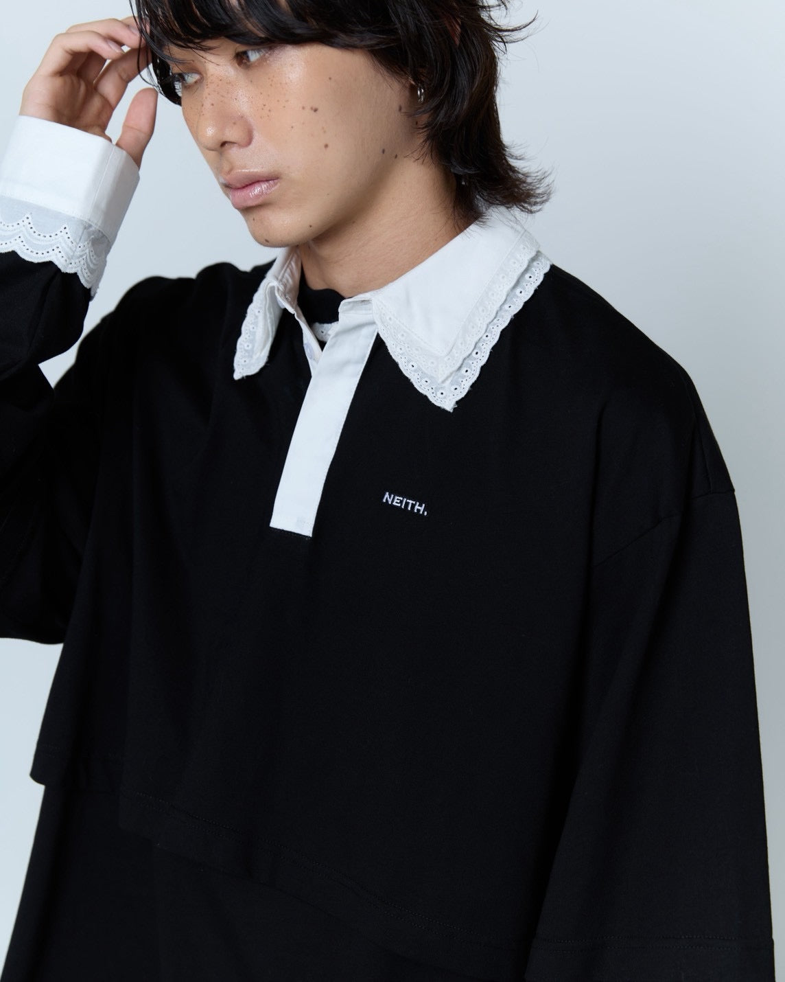 Double Collar Rugger Shirt (Black)