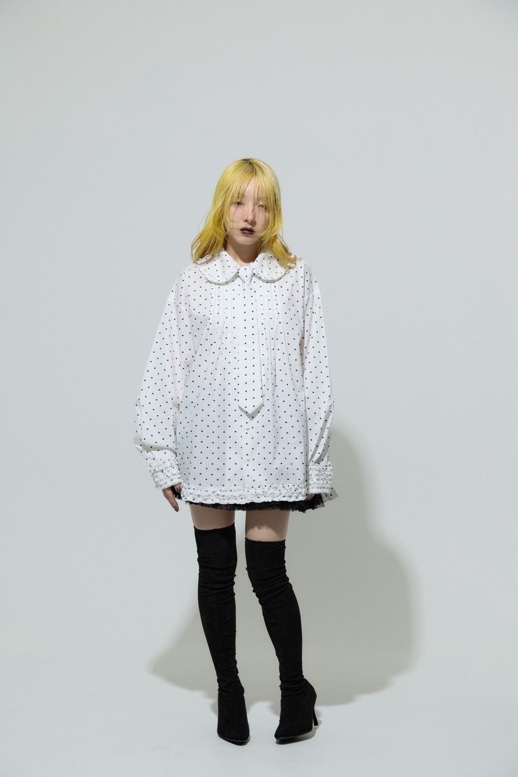Love Dot Frill Shirt(White)