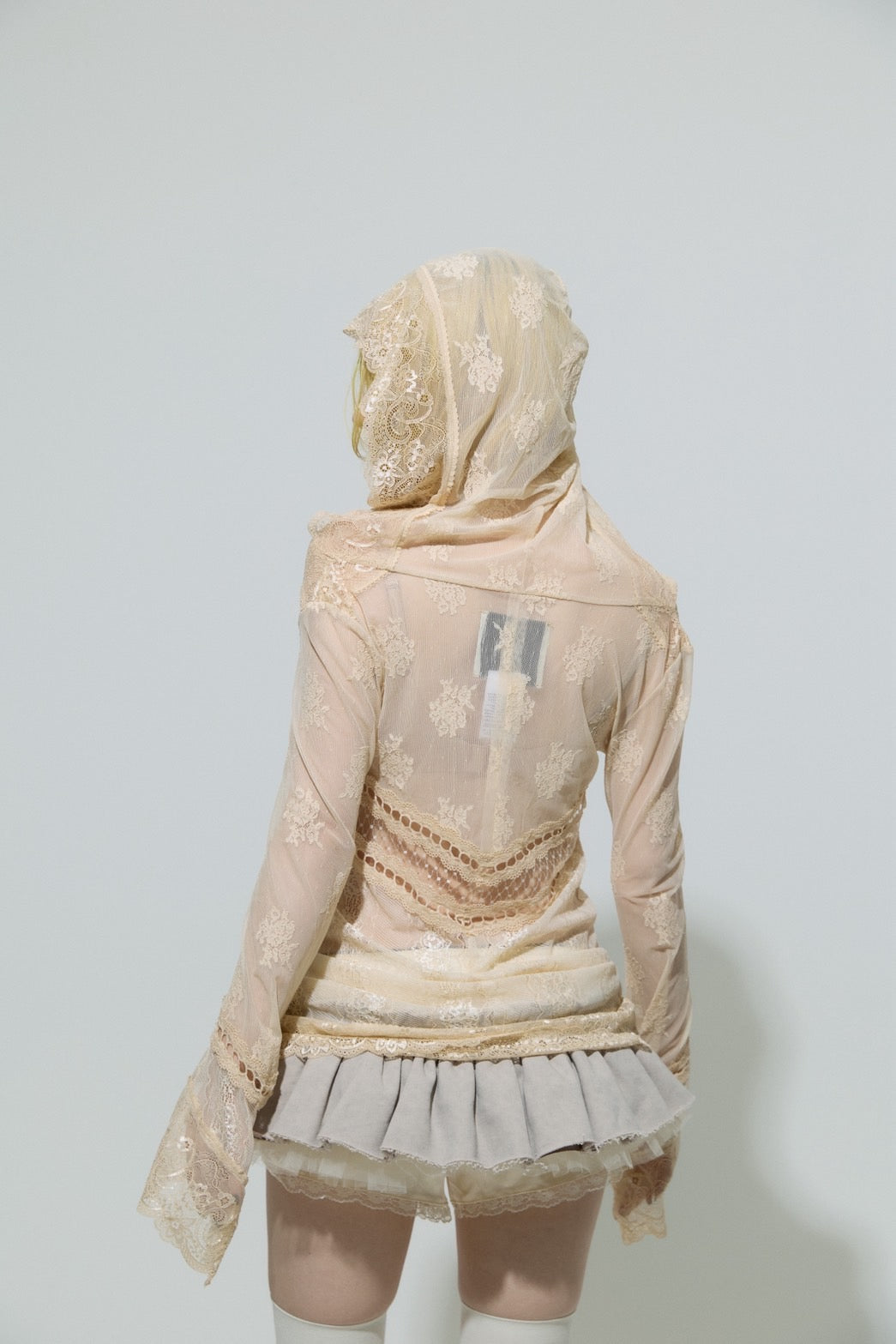 Veil off-shoulder Dress(Beige)
