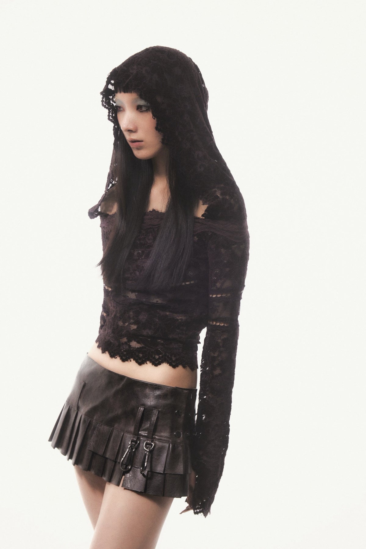 Flocky Lace Veil Top(Brown)