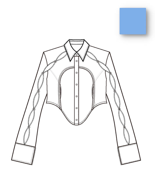 【8月末】Pierced Lingerie Shirt(Blue)