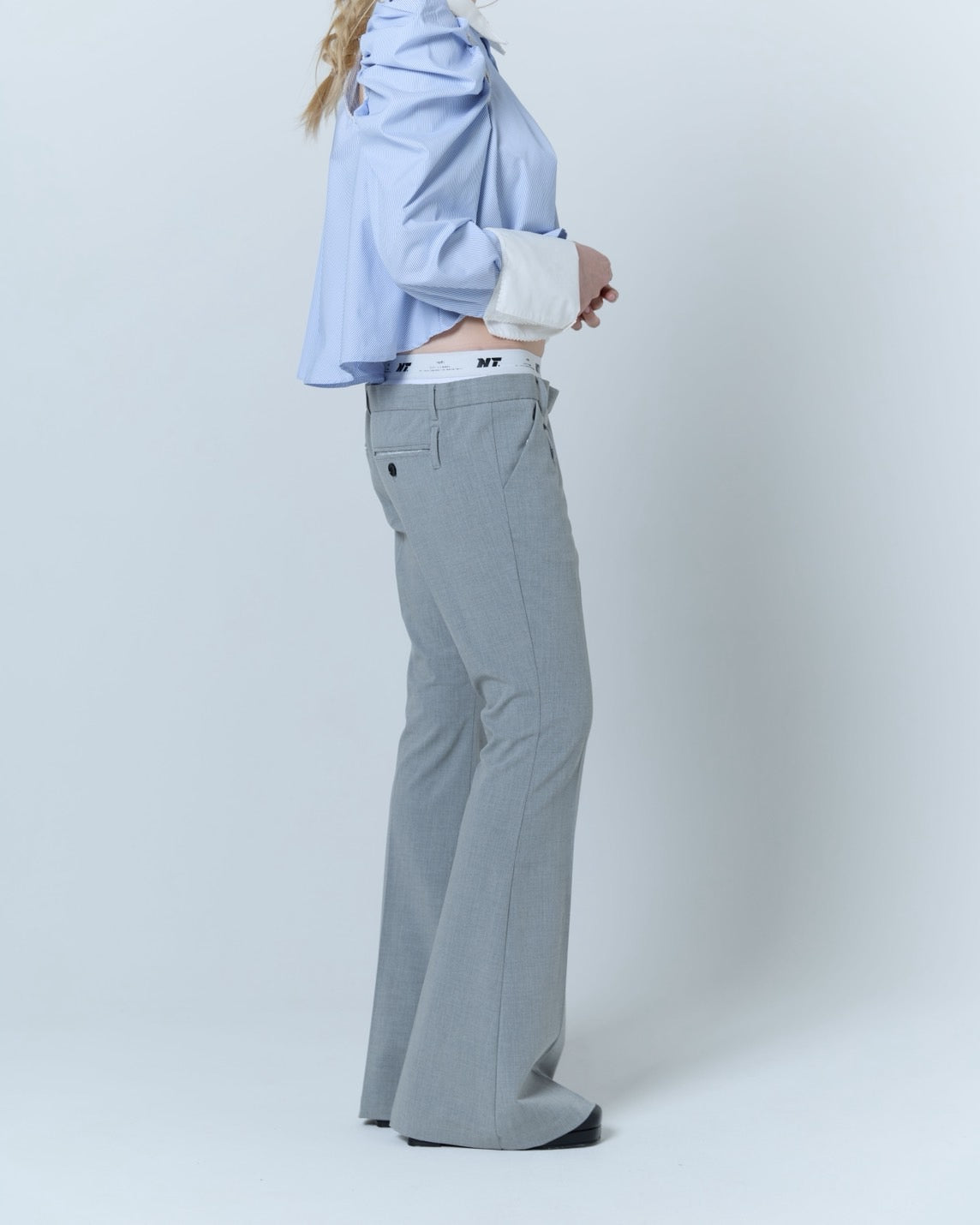 【Last1】Destroyed Flare Trousers (Gray）