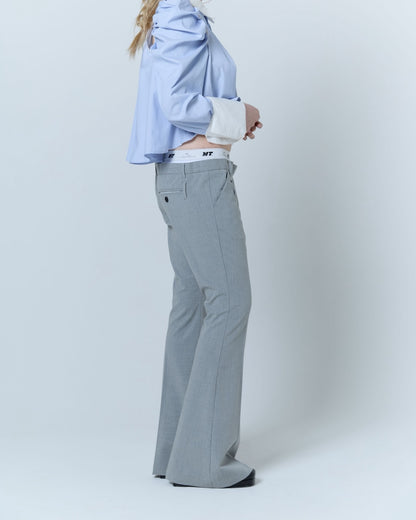 Destroyed Flare Trousers (Gray）