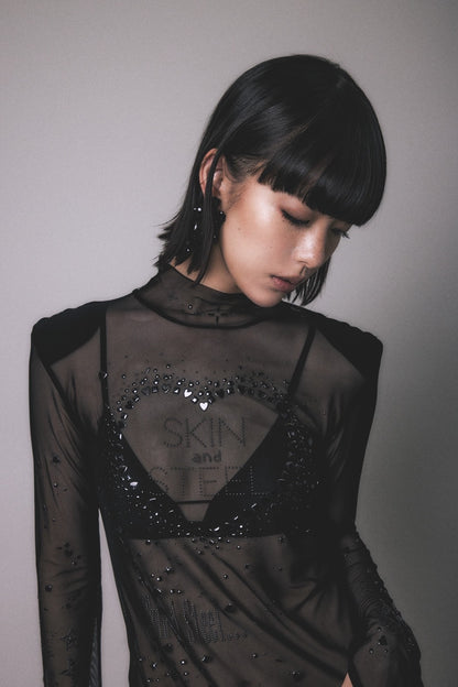 Metallic Sparkle Skin Dress(Black)