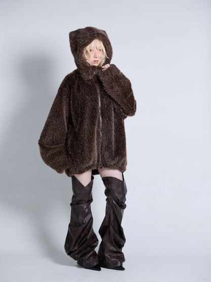 Curve Leather Leg Cover(Brown)