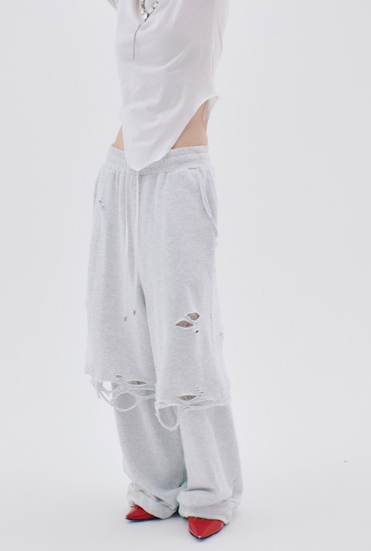 Layered Crush Sweat Pants(Gray)