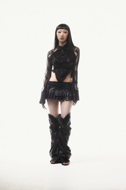 Curve Leather Leg Cover(Black)