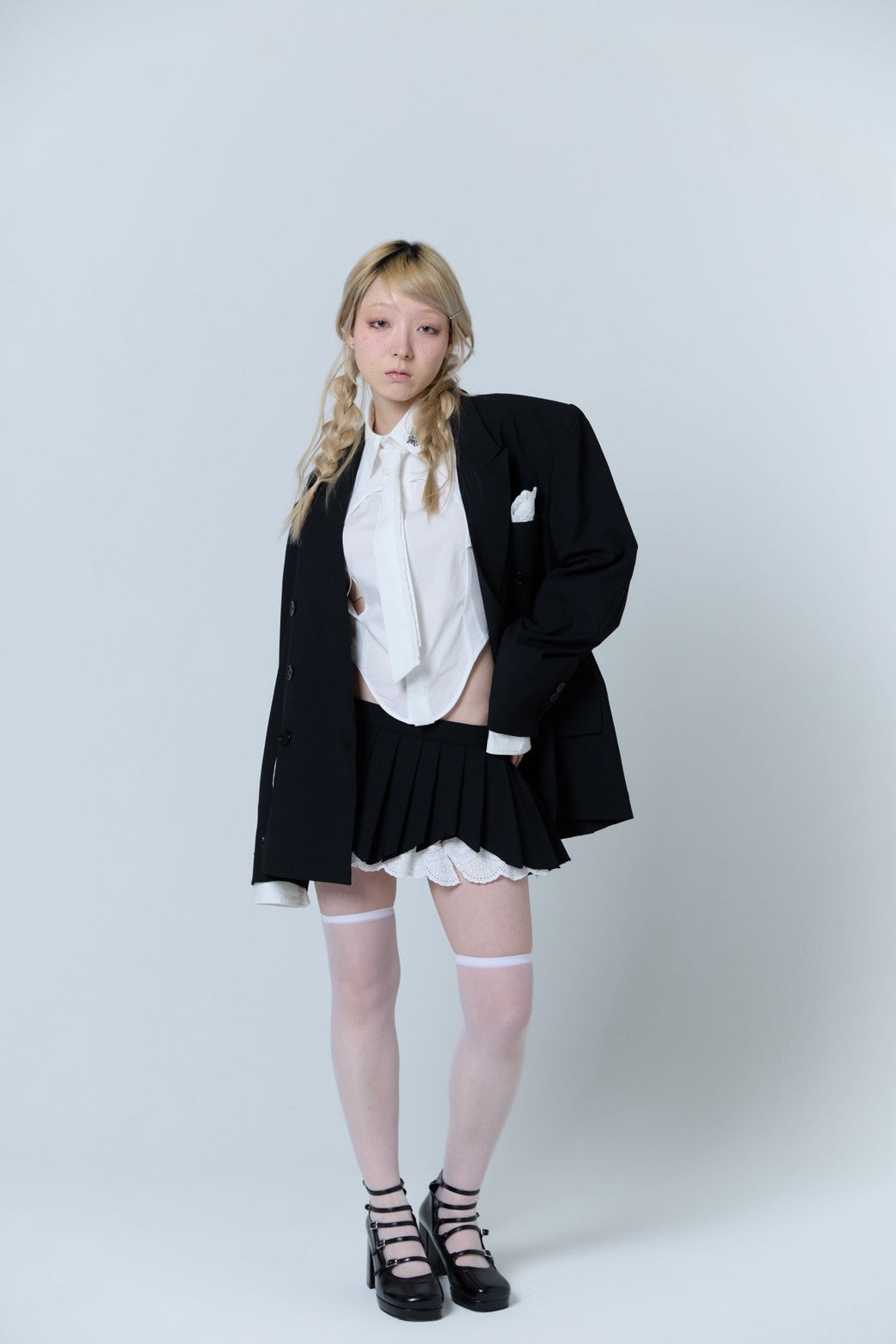 Handkerchief Tied Shirt (White)