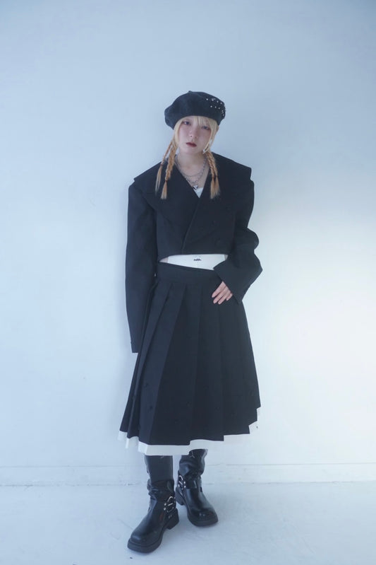 Rose Pleats Skirt Pants(Black)