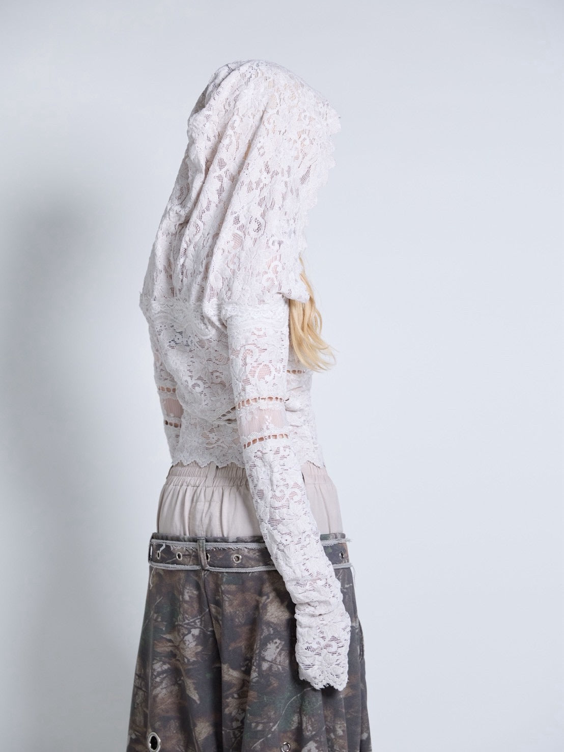 Flocky Lace Veil Top(Ivory)