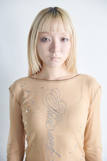Metallic Sparkle Skin Top(Beige)