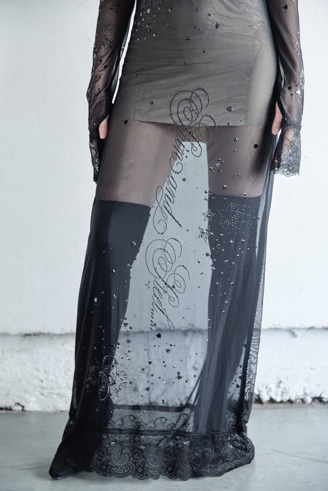 Metallic Sparkle Skin Dress(Black)