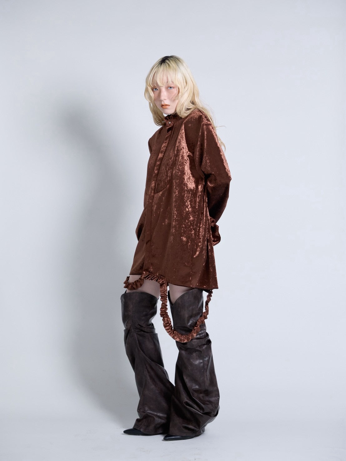 【9月下旬】Velvet Shirt(Brown)