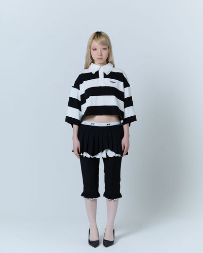 Double Collar Rugby Shirt (White×Black)