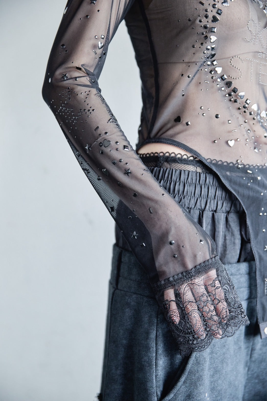 Metallic Sparkle Skin Top(Black)