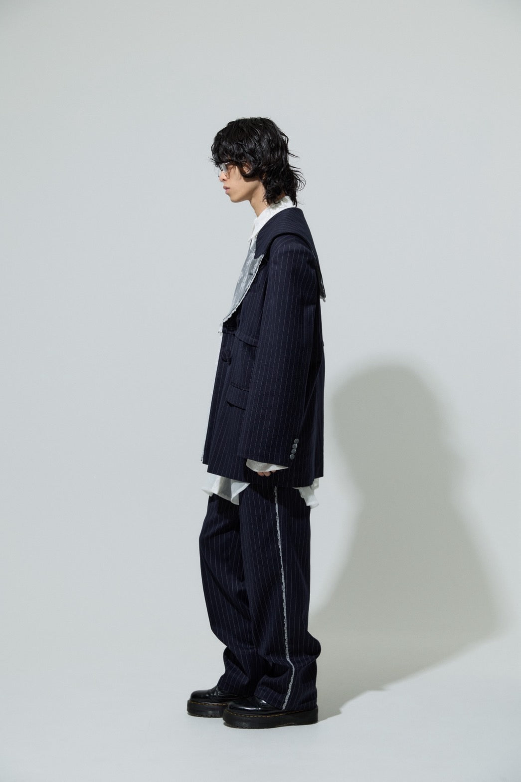 Stripe Lace Trousers(Navy)