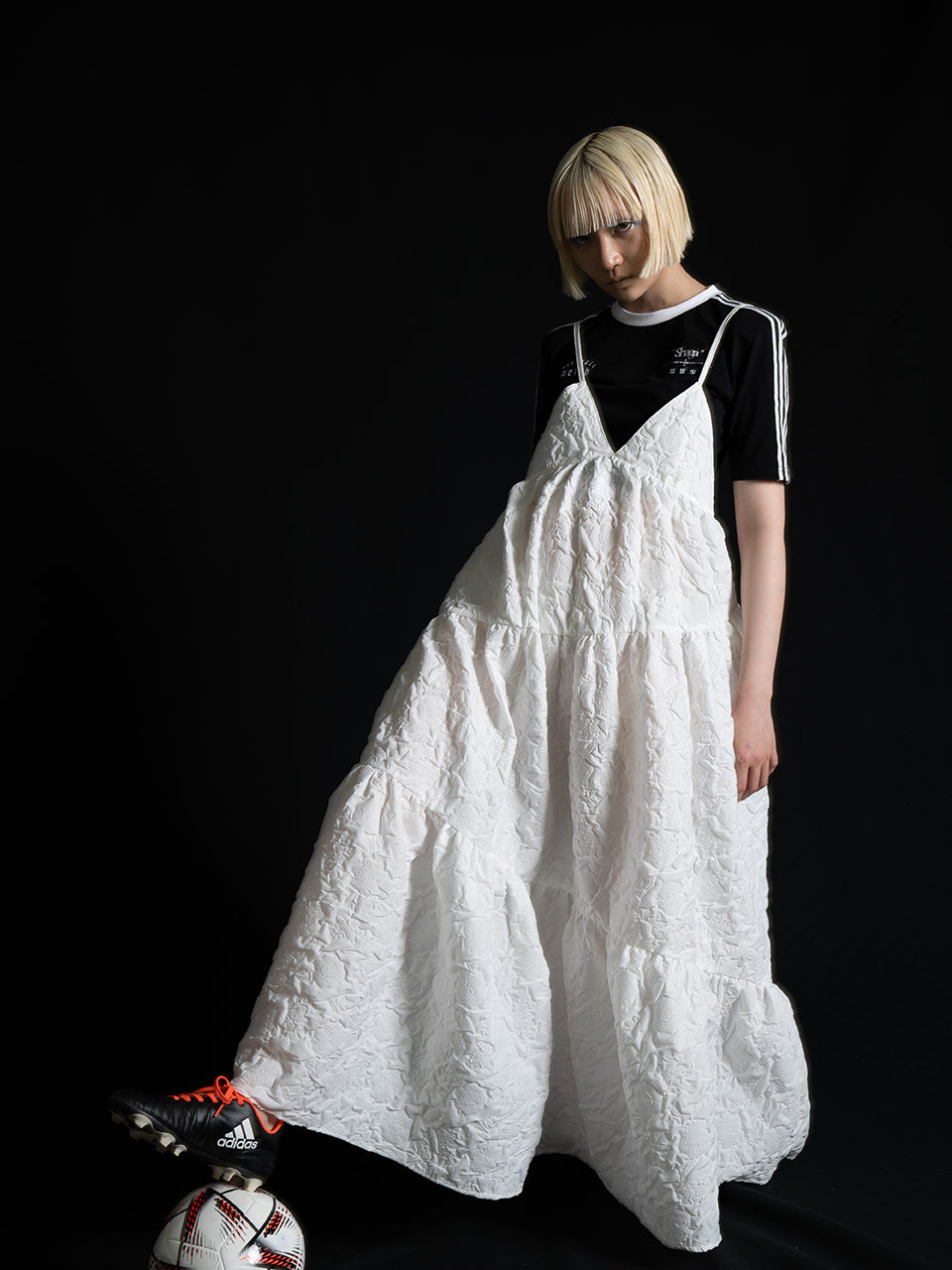Flower Jacquart Camisole Dress(White)