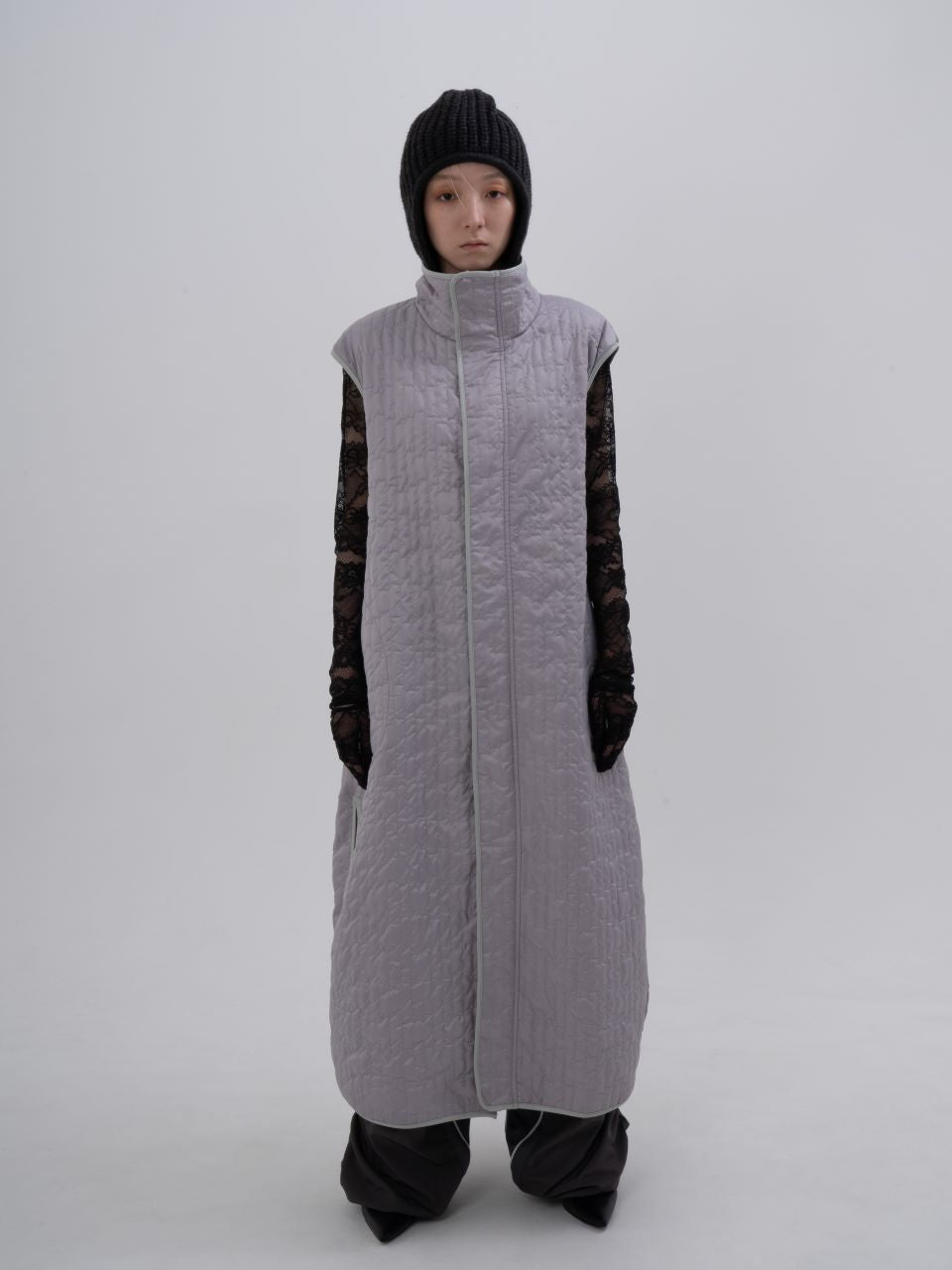 Leather Quilting Coat(Gray)
