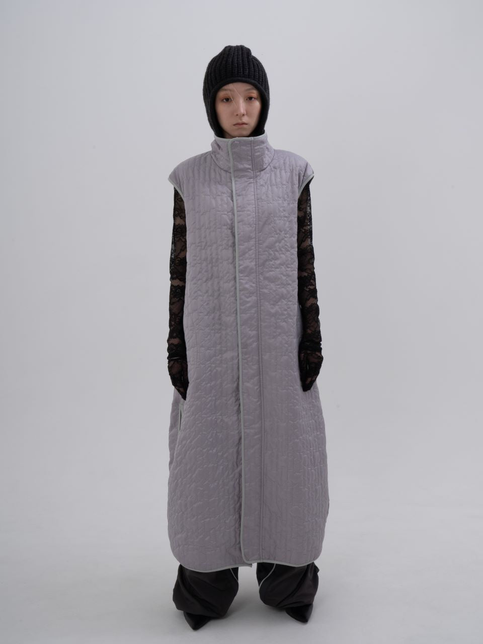 Leather Quilting Coat (Gray)