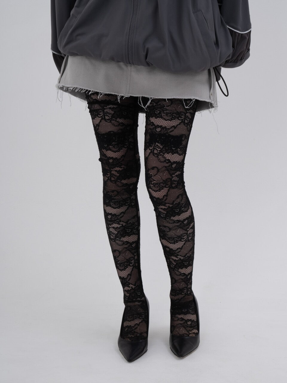 Lace Calligraphy Tights(Black)