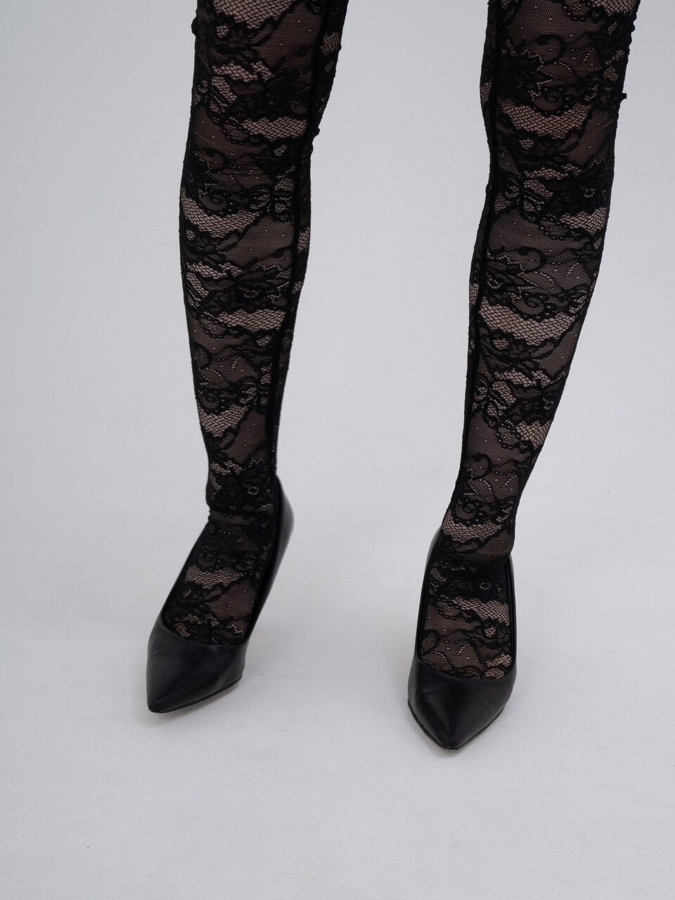 Lace Calligraphy Tights(Black)