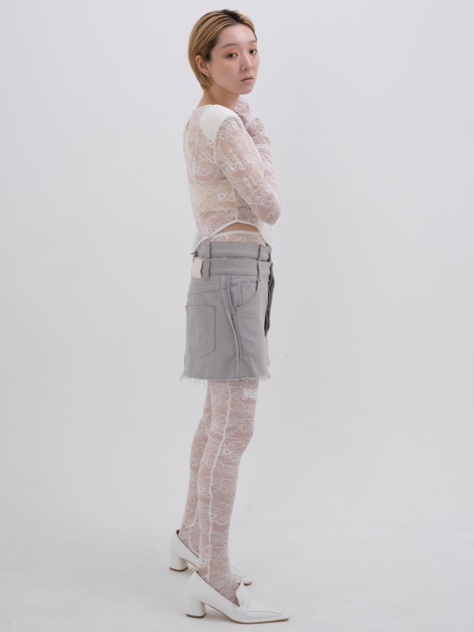 neithneith. denim skirt with legcover