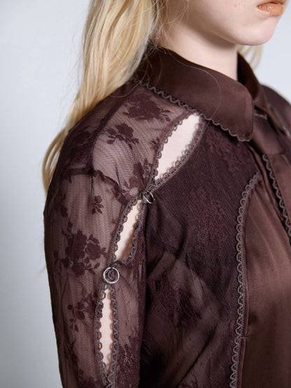 Pierced Lingerie Shirt(Brown)