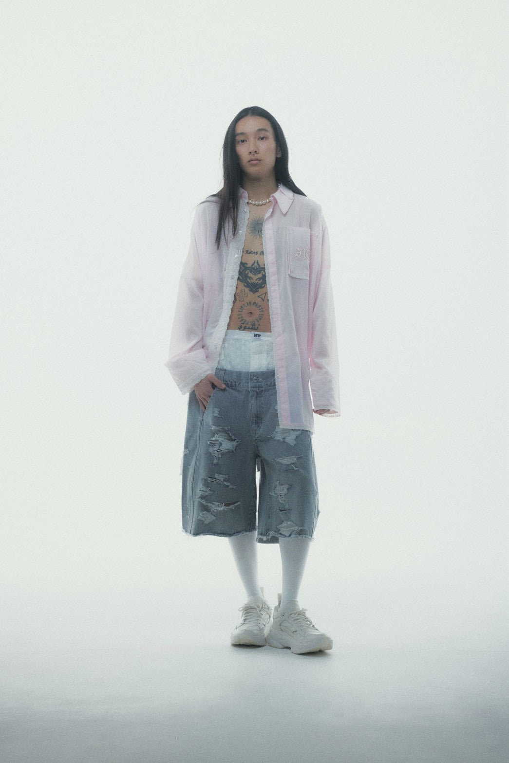 Destroyed Denim and Leg cover (Gray)