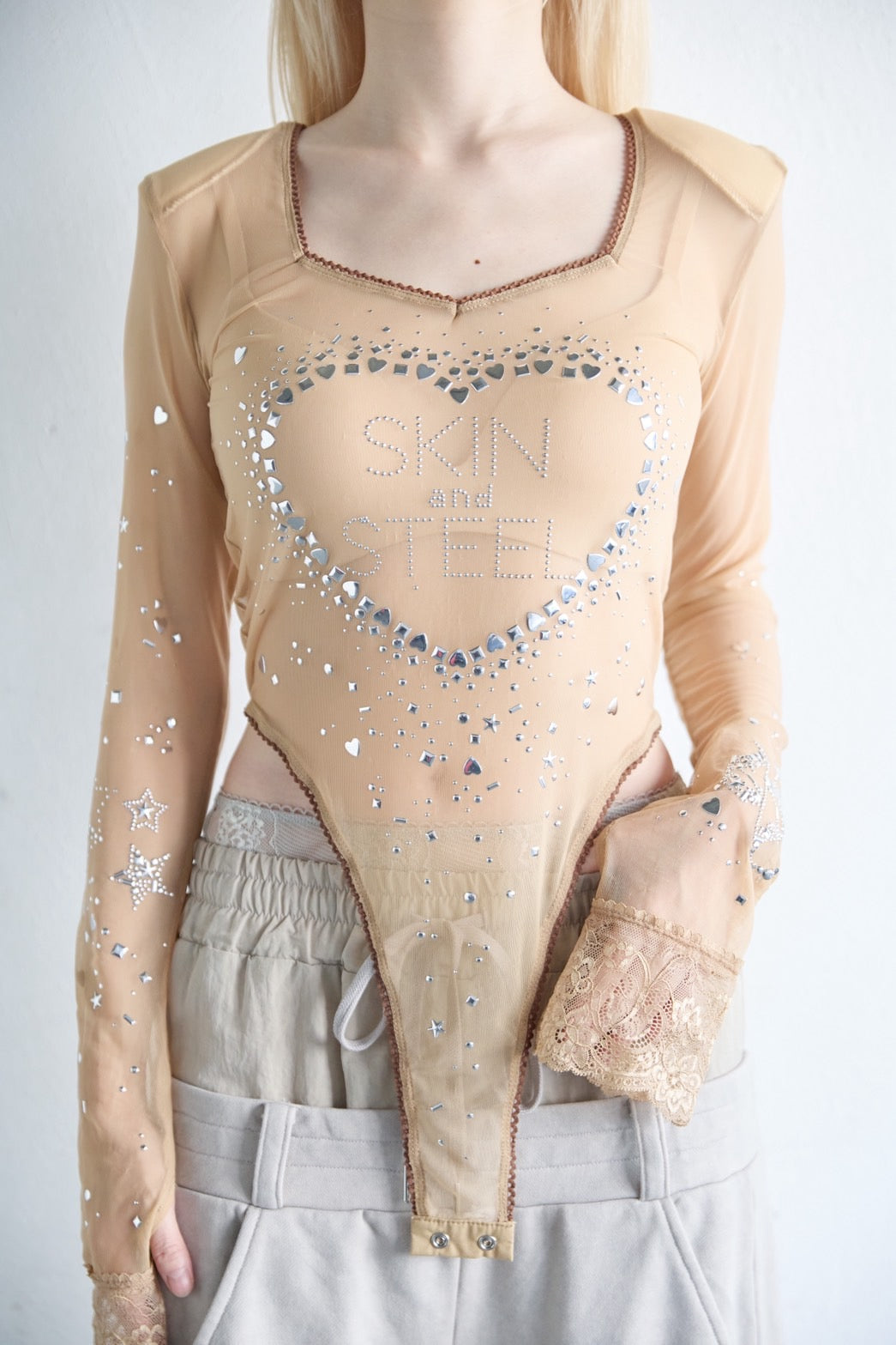 Metallic Sparkle Skin Top(Beige)