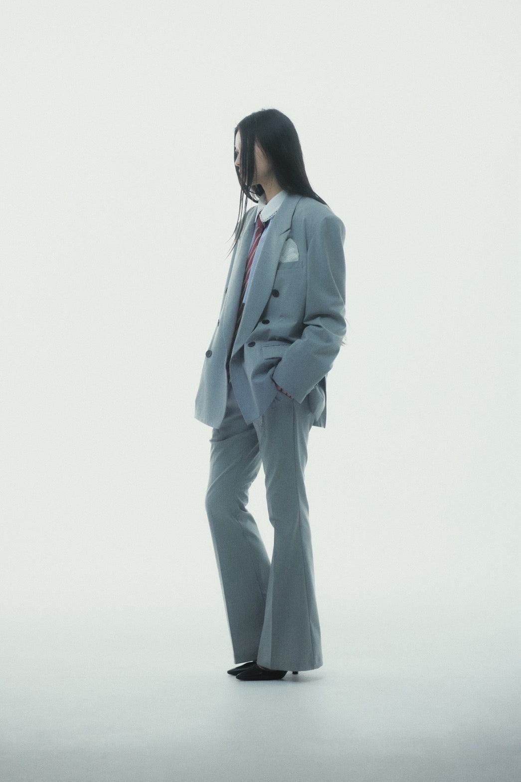【Last1】Destroyed Flare Trousers (Gray）