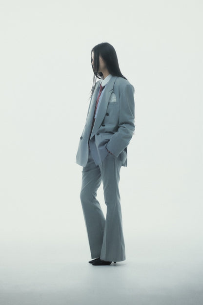 Destroyed Flare Trousers (Gray）