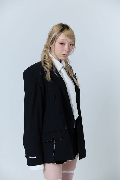 Destroyed Pocket Chief Jacket (Black）