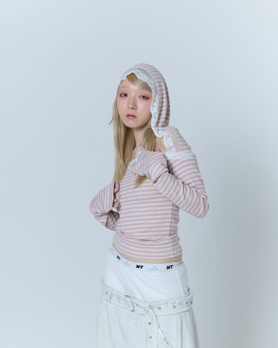 トップス neith. / Veil Border Tops (Pink) Veil Border Tops (Pink) – neith.onlinestore