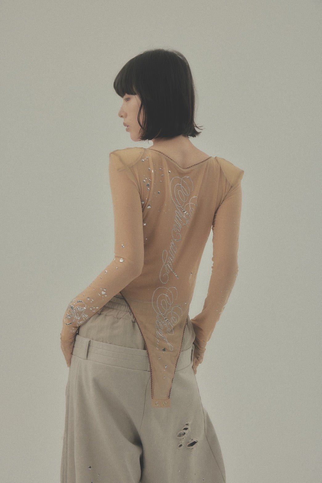 Metallic Sparkle Skin Top(Beige)