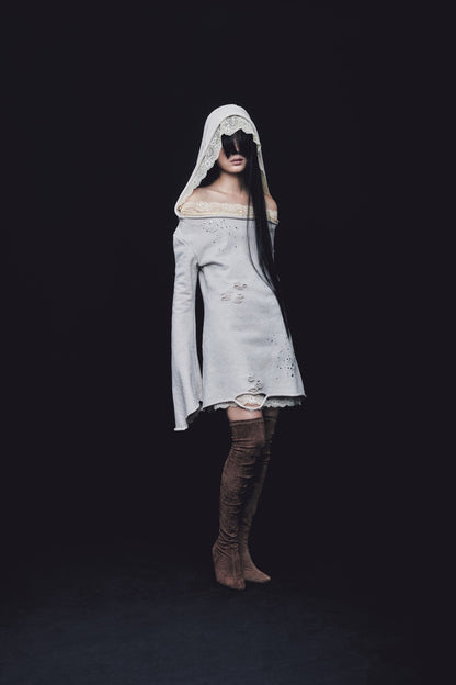 Love Veil Sweat Dress (Beige)